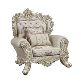 Acme - Danae Chair W/2 Pillows LV01195 Fabric, Champagne & Gold Finish