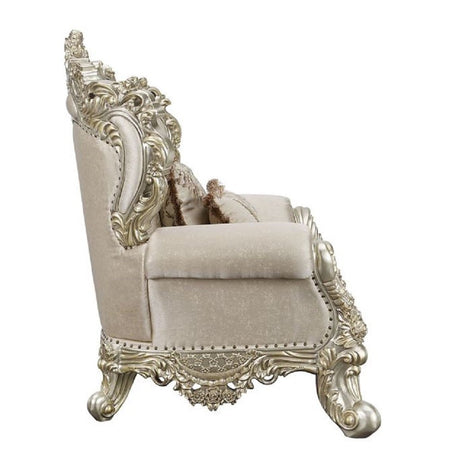 Danae Chair W/2 Pillows LV01195 Fabric, Champagne & Gold Finish | Acme - LV01195 - Home Elegance USA - 3