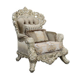 Acme - Sorina Chair W/2 Pillows LV01207 Velvet, Fabric & Antique Gold Finish