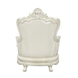 Acme - Adara Chair W/2 Pillows LV01226 Pearl White Synthetic Leather & Antique White Finish