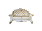 Acme - Vendome Loveseat W/3 Pillows LV01325 Champagne Synthetic Leather & Antique Pearl Finish