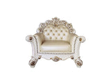 Acme - Vendome Chair W/Pillow LV01326 Champagne Synthetic Leather & Antique Pearl Finish