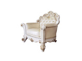 Acme - Vendome Chair W/Pillow LV01326 Champagne Synthetic Leather & Antique Pearl Finish