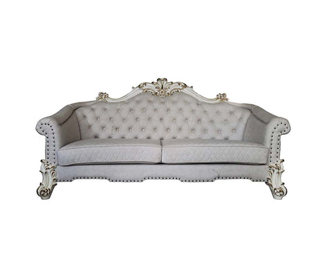 Acme - Vendome II Sofa W/6 Pillows LV01329 Two Tone Ivory Fabric & Antique Pearl Finish