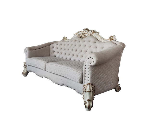 Acme - Vendome II Sofa W/6 Pillows LV01329 Two Tone Ivory Fabric & Antique Pearl Finish