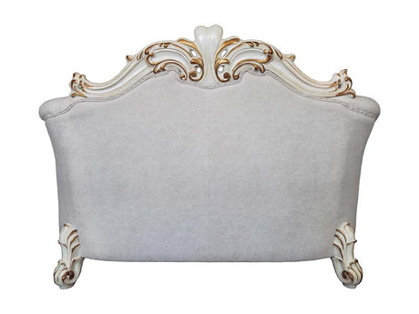 Acme - Vendome II Loveseat W/4 Pillows LV01330 Two Tone Ivory Fabric & Antique Pearl Finish