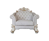 Acme - Vendome II Chair W/2 Pillows LV01331 Two Tone Ivory Fabric & Antique Pearl Finish