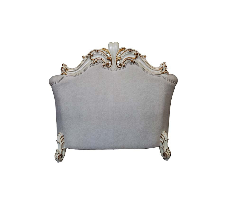 Acme - Vendome II Chair W/2 Pillows LV01331 Two Tone Ivory Fabric & Antique Pearl Finish