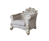 Acme - Vendome II Chair W/2 Pillows LV01331 Two Tone Ivory Fabric & Antique Pearl Finish