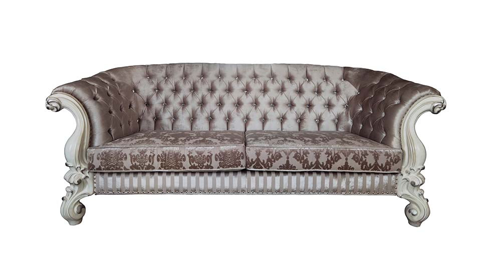 Acme - Versailles Sofa W/7 Pillows LV01394 Ivory Fabric & Bone White Finish