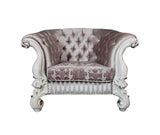Acme - Versailles Chair W/2 Pillows LV01396 Ivory Fabric & Bone White Finish