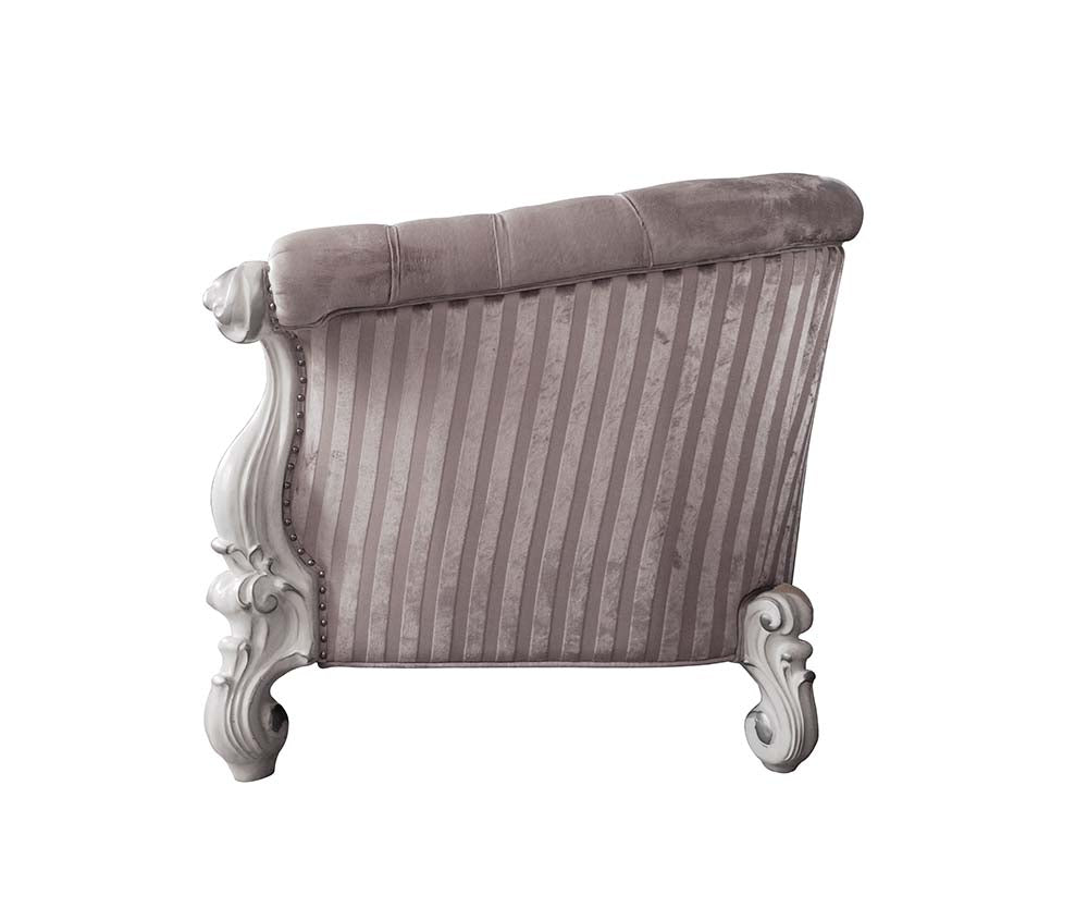 Acme - Versailles Chair W/2 Pillows LV01396 Ivory Fabric & Bone White Finish