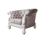 Acme - Versailles Chair W/2 Pillows LV01396 Ivory Fabric & Bone White Finish