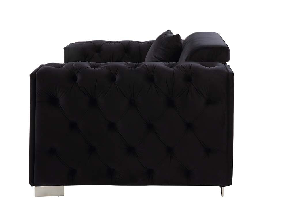 Acme - Trislar Sofa W/4 Pillows (Same 52525) LV01397 Black Velvet