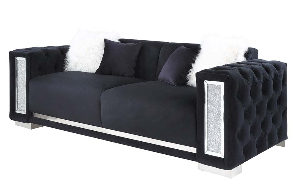 Acme - Trislar Sofa W/4 Pillows (Same 52525) LV01397 Black Velvet