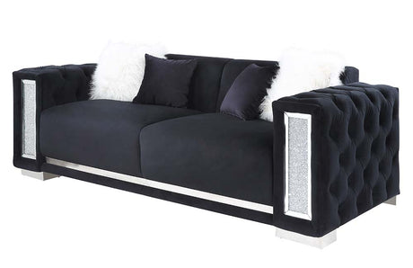 Acme - Trislar Sofa W/4 Pillows (Same 52525) LV01397 Black Velvet