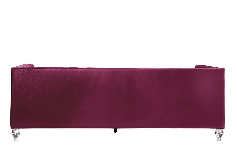 Acme - Heibero Sofa W/2 Pillows (Same 56895) LV01400 Burgundy Velvet