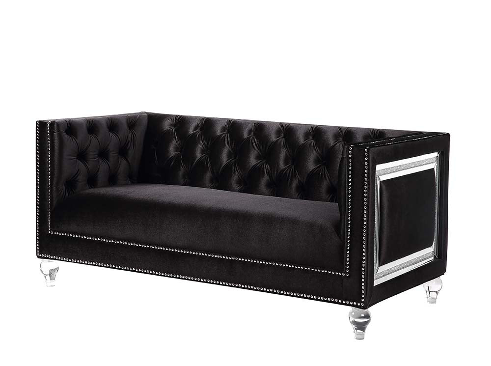 Acme - Heibero Loveseat W/2 Pillows (Same 56996) LV01404 Black Velvet