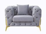 Acme - Jelanea Chair W/Pillow LV01408 Gray Velvet & Gold Finish