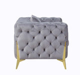 Acme - Jelanea Chair W/Pillow LV01408 Gray Velvet & Gold Finish