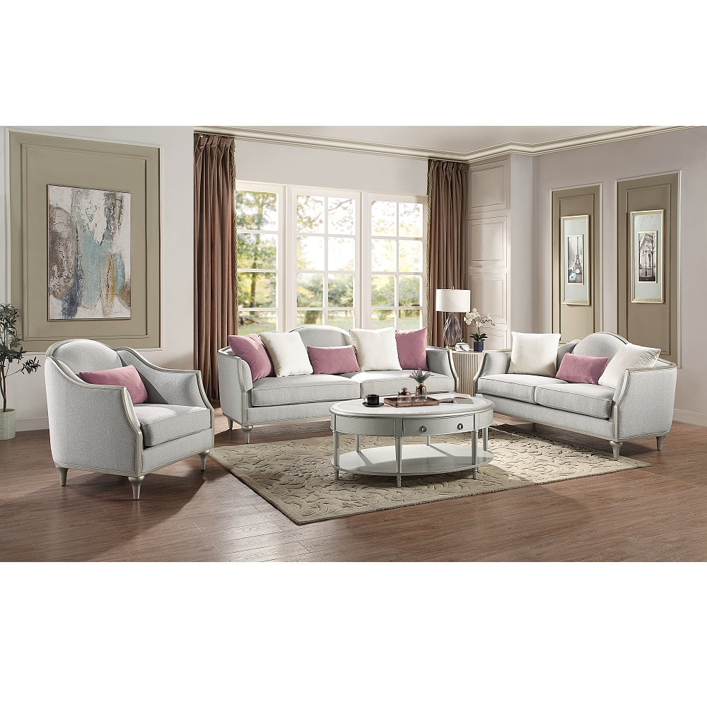 Acme - Kasa Sofa W/5 Pillows LV01499 Beige Linen & Champagne Finish