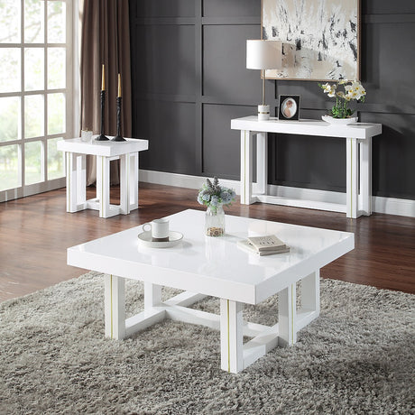 Acme - Paxley Coffee Table LV01614 White High Gloss Finish