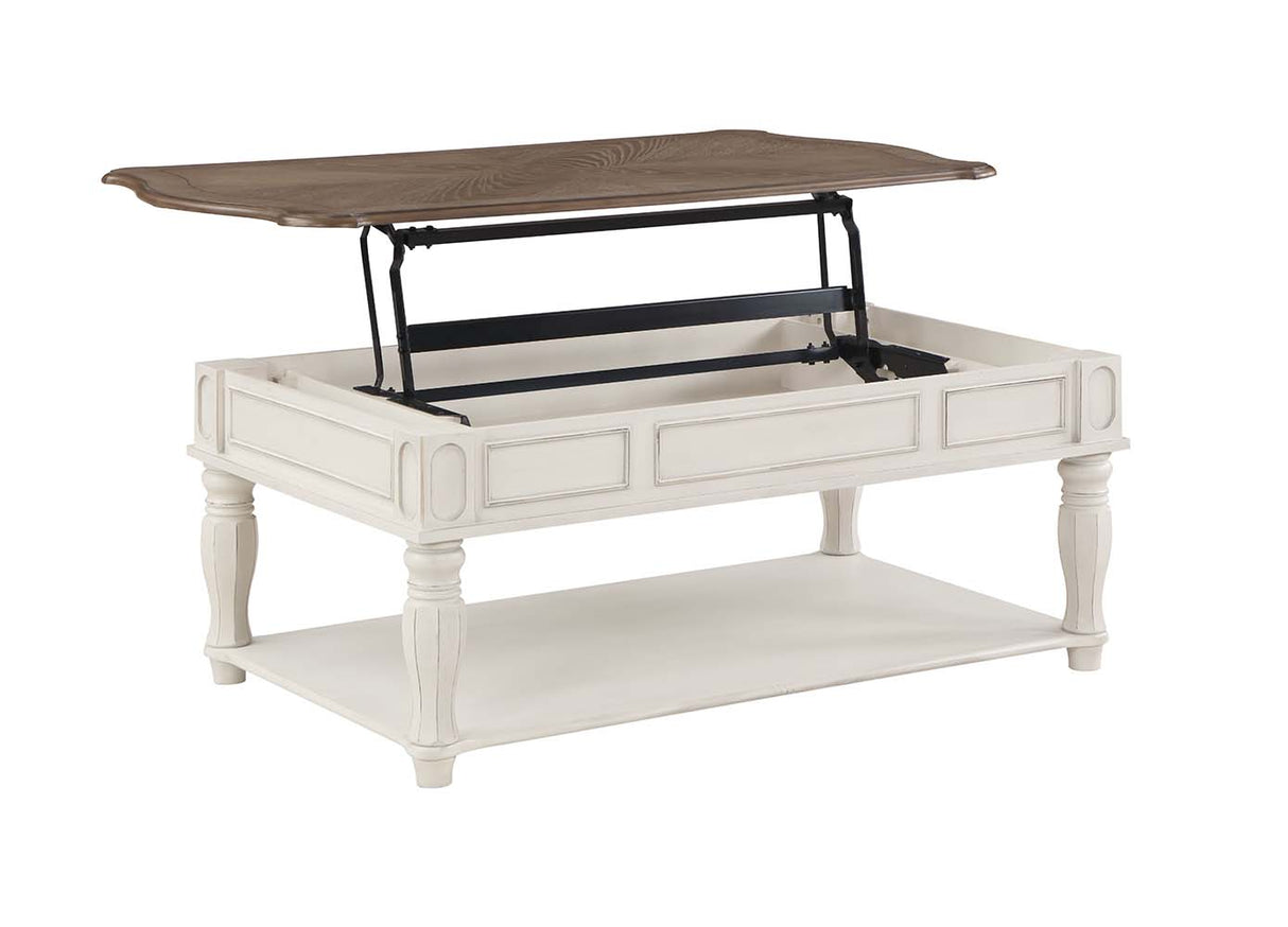 Acme - Florian Coffee Table W/Lift Top LV01662 Oak & Antique White Finish