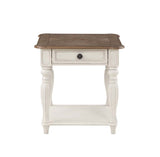 Acme - Florian End Table LV01663 Oak & Antique White Finish
