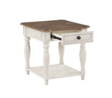 Acme - Florian End Table LV01663 Oak & Antique White Finish