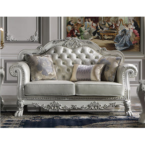 Acme - Dresden Loveseat W/3 Pillows LV01689 Synthetic Leather & Bone White Finish