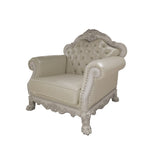 Acme - Dresden Chair W/2 Pillows LV01690 Synthetic Leather & Bone White Finish