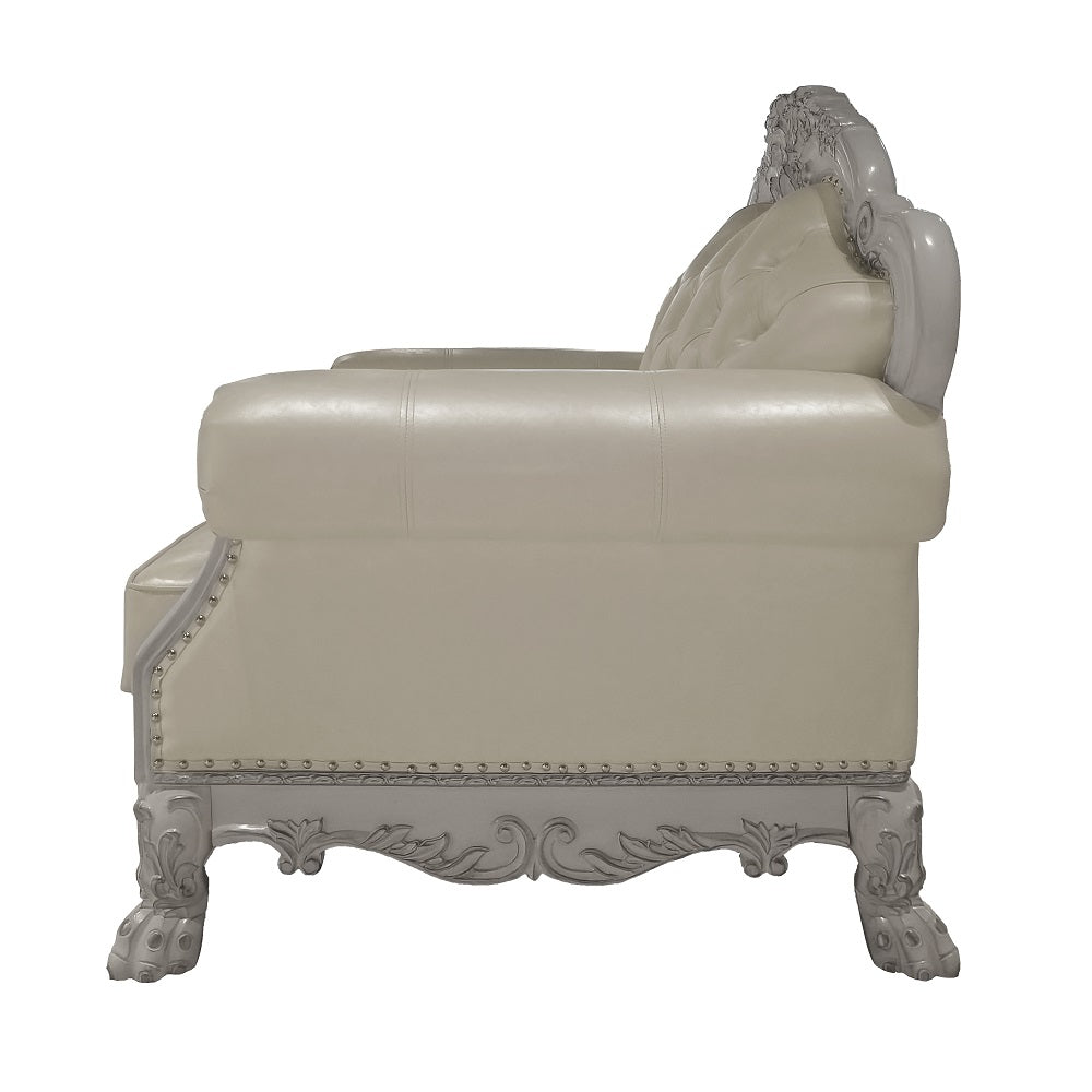 Acme - Dresden Chair W/2 Pillows LV01690 Synthetic Leather & Bone White Finish