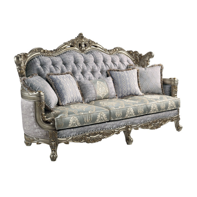 Acme - Miliani Sofa W/5 Pillows LV01780 Fabric & Antique Bronze Finish