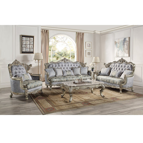 Acme - Miliani Sofa W/5 Pillows LV01780 Fabric & Antique Bronze Finish