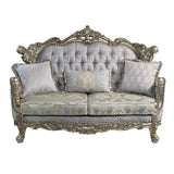 Acme - Miliani Loveseat W/3 Pillows LV01781 Fabric & Antique Bronze Finish