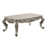 Acme - Miliani Coffee Table W/Marble Top LV01783 Natural Marble Top & Antique Bronze Finish