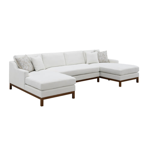 Acme - Valiant Sectional Sofa W/4 Pillows LV01881 Ivory Chenille