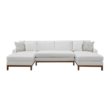 Acme - Valiant Sectional Sofa W/4 Pillows LV01881 Ivory Chenille