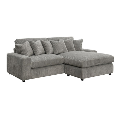 Acme - Tavia Reversible Sectional Sofa W/6 Pillows LV01882 Gray Corduroy