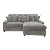 Acme - Tavia Reversible Sectional Sofa W/6 Pillows LV01882 Gray Corduroy