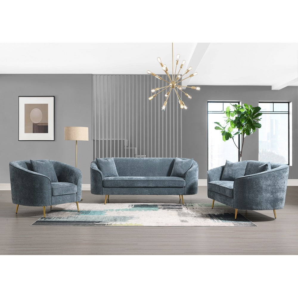 Acme - Nakendra Sofa W/2 Pillows LV01920 Cobalt Gray Chenille