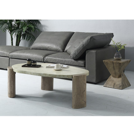 Acme - Jacinda Coffee Table LV01929 Weathered Gray & Oak Finish