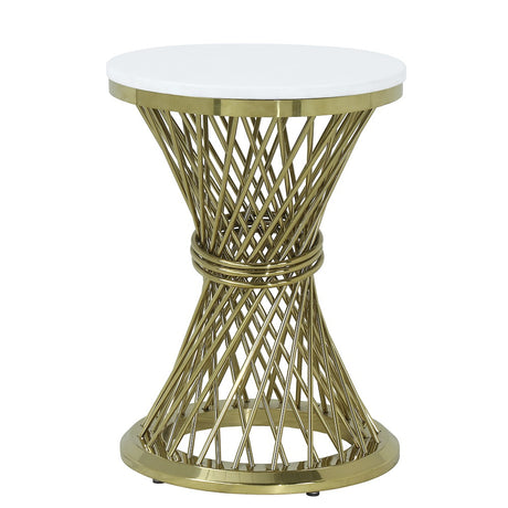 Acme - Fallon End Table W/Engineering Stone Top LV01958 Engineering Stone Top & Gold Finish