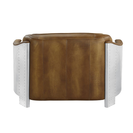 Acme - Sedna Loveseat LV01985 Espresso Top Grain Leather & Aluminum