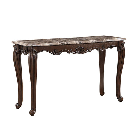 Acme - Nayla Sofa Table LV02006 Natural Marble Top & Cherry Finish