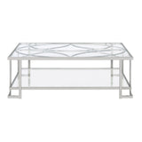 Acme - Kalan Coffee Table LV02079 Glass & Silver Finish