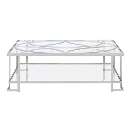 Acme - Kalan Coffee Table LV02079 Glass & Silver Finish