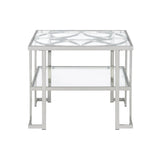 Acme - Kalan End Table LV02080 Glass & Silver Finish