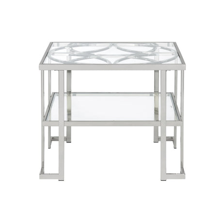 Acme - Kalan End Table LV02080 Glass & Silver Finish