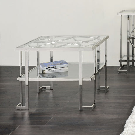 Acme - Kalan End Table LV02080 Glass & Silver Finish